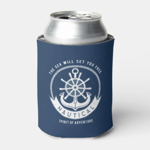 Maritiver Geist Anker,Steuerrad, Marineblau Dosenkühler