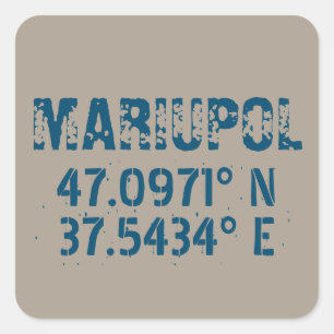 Mariupol Ukraine Latitude & Longitude beunruhigt Quadratischer Aufkleber