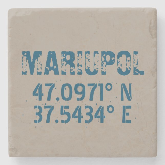 Mariupol Ukraine Latitude & Longitude beunruhigt Steinuntersetzer (Vorderseite)