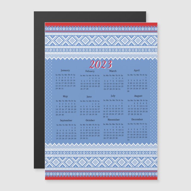 Mariusgenser Christmas Sweater Muster Kalender Magnetkarte (Vorne/Hinten)