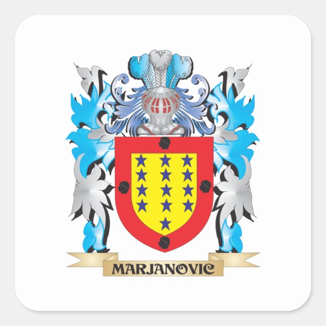 Marjanovic-Wappen - Familienwappen Quadratischer Aufkleber (Vorderseite)