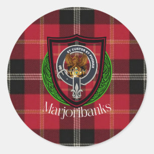 Marjoribanks schottischer Clan Tartan und Wappen Runder Aufkleber