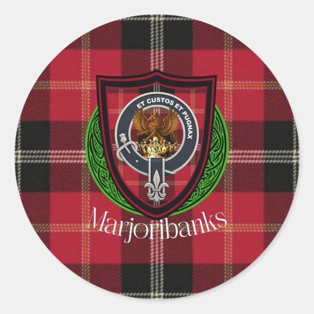 Marjoribanks Scottish Clan Tartan & Crest Runder Aufkleber (Vorderseite)