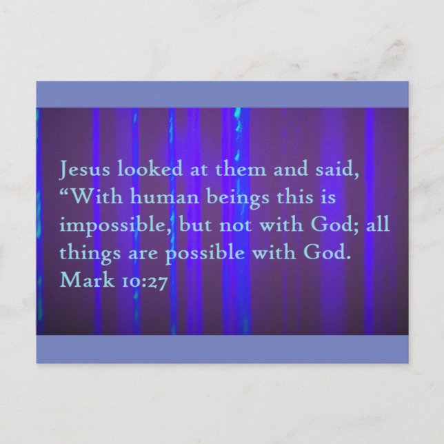 Mark 10:27 Carte postale de l'écriture (Devant)