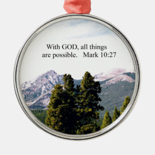 Mark 10:27 Mit Gott, alles ist möglich. Silbernes Ornament