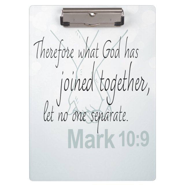 Mark 10:9 Heiratsbibliotheken Klemmbrett (Vorderseite)