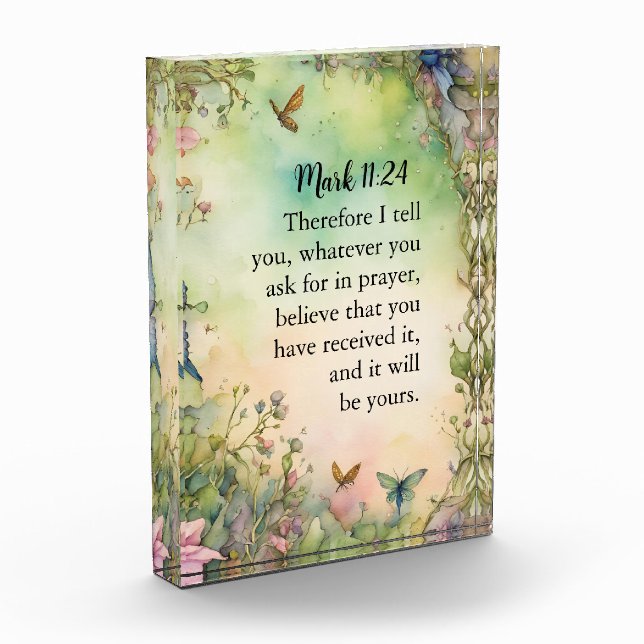 Mark 11:24 Christliche Aquarellbilder Fotoblock (Links)