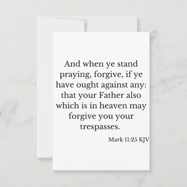 Mark 11:25 KJV Bible Verse Carte de voeux plat (Devant)