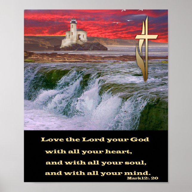 Mark 12:20 Aimez le Seigneur vos affiches de Dieu (Devant)
