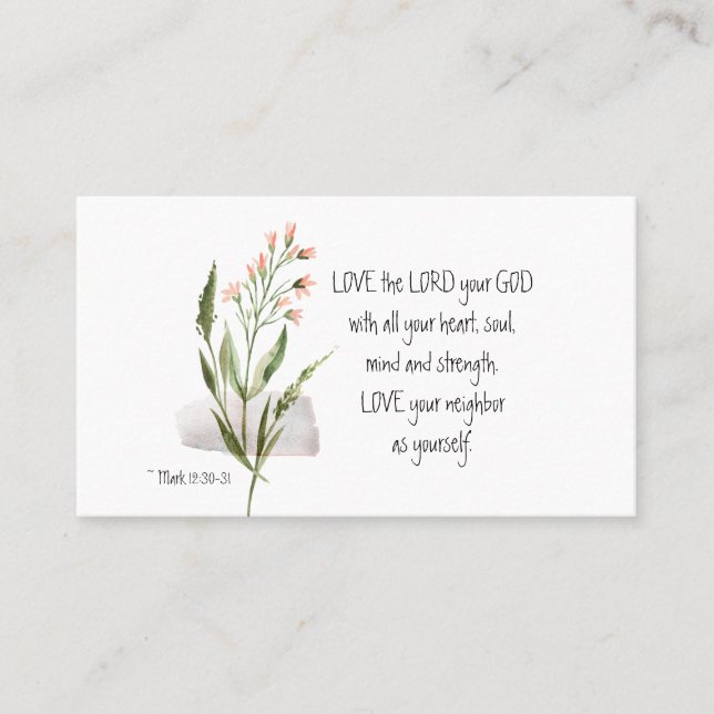 Mark 12:30-31 LIEBE der LORD DU GOTT Visitenkarte (Vorderseite)