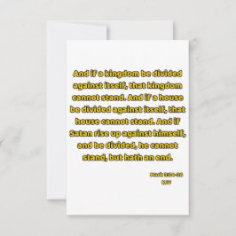 Mark 3:24-26 KJV Bible Scripture Gruß Karte