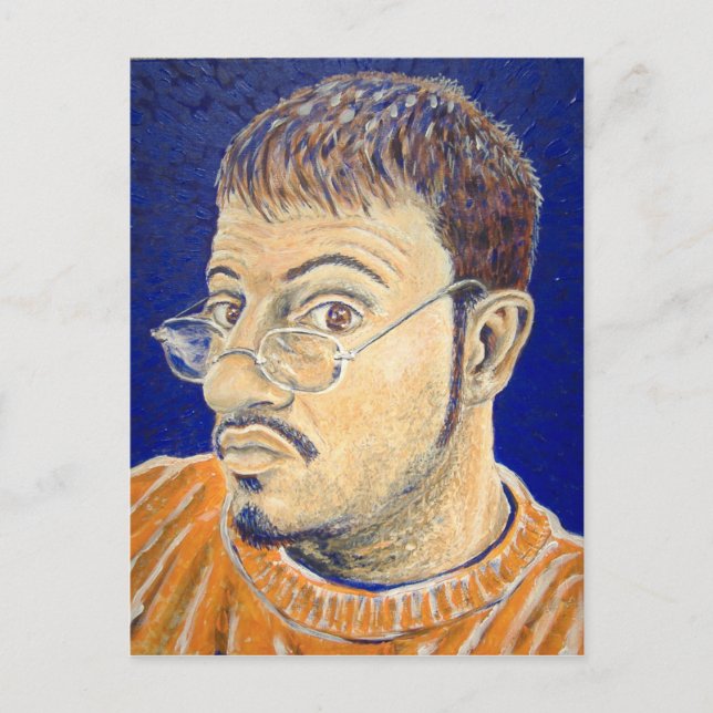 Mark E Westerfield Self Portrait Orange White Blue Postkarte (Vorderseite)