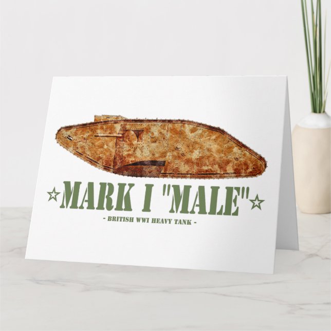Mark I Male Weltkrieg Erster britischer Schwerpunk Dankeskarte (Vorderseite)