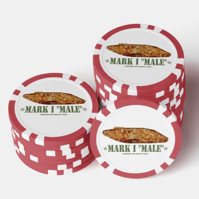 Mark I Male Weltkrieg Erster britischer Schwerpunk Pokerchips (Stapel)