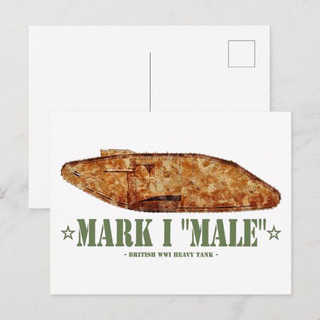 Mark I Male Weltkrieg Erster britischer Schwerpunk Postkarte (Vorne/Hinten)