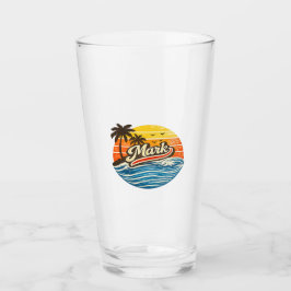 Mark Retro-Sonnenuntergang-Name-Design Glas