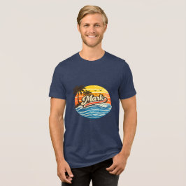 Mark Retro-Sonnenuntergang-Name-Design Tri-Blend Shirt