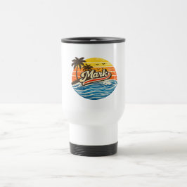 Mark Retro Sonnenuntergang Namensdesign Reisebecher