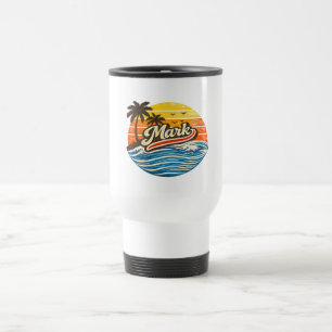Mark Retro Sonnenuntergang Namensdesign Reisebecher