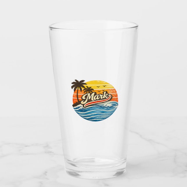 Mark Retro Sunset Name Design Glas (Vorderseite)