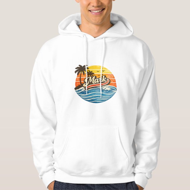 Mark Retro Sunset Name Design Hoodie (Vorderseite)
