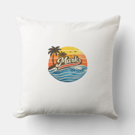 Mark Retro Sunset Name Design Kissen