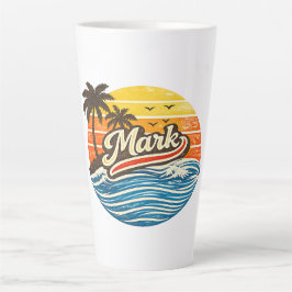 Mark Retro Sunset Name Design Milchtasse