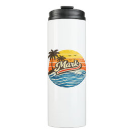 Mark Retro Sunset Name Design Thermosbecher