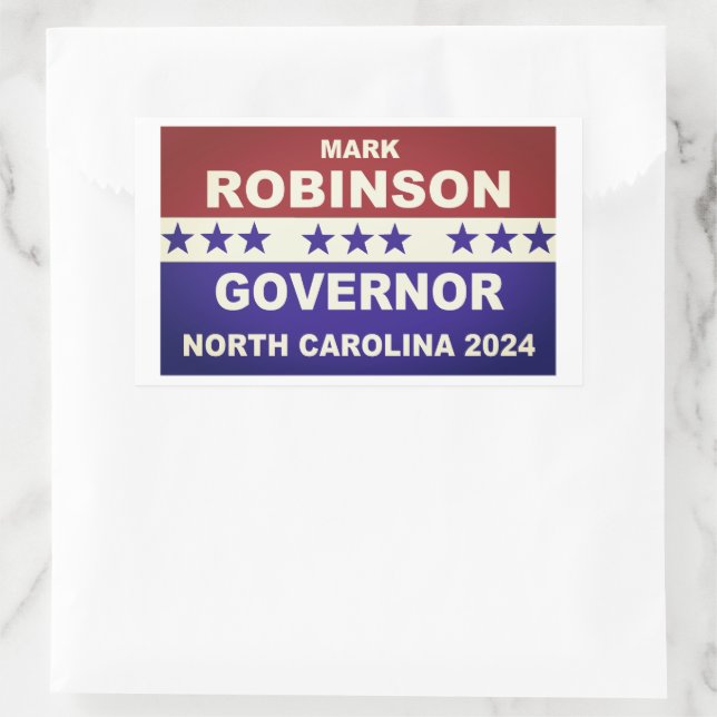 Mark Robinson Governor North Carolina 2024 Rechteckiger Aufkleber (Tasche)