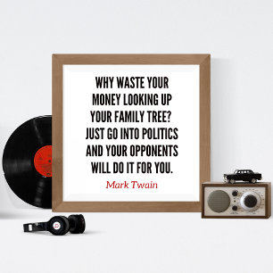 Mark Twain-Genealogie lustiges Zitat Fotodruck