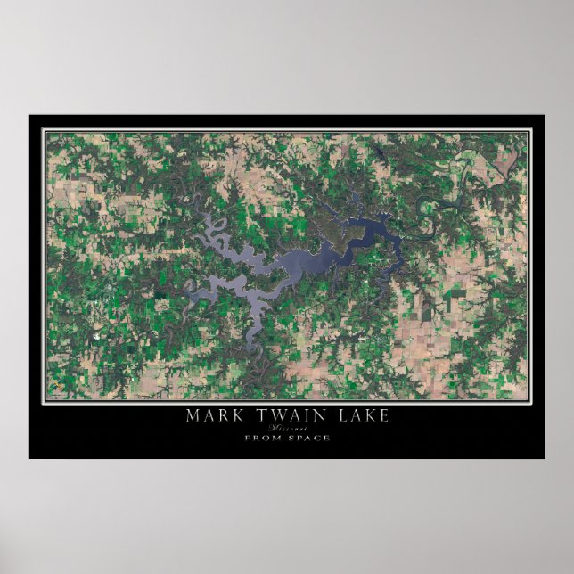 Mark Twain Lake Missouri Satellite Poster Karte (Vorne)