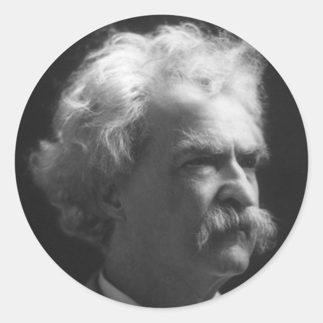 Mark Twain-Portrait Runder Aufkleber (Vorderseite)