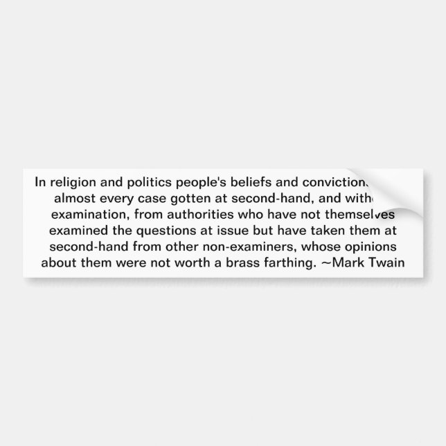 Mark Twain sur la politique autocollant pare-chocs (Devant)