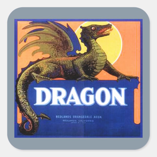 Marke Dragon Fruchtkorb Quadratischer Aufkleber (Vorderseite)
