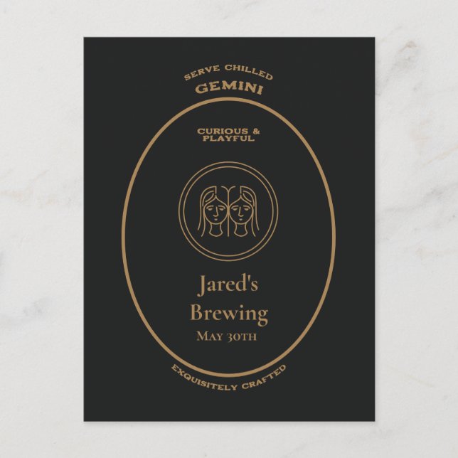 Marke, Zodiac-Zeichen, Gemini anpassbar Postkarte (Vorderseite)