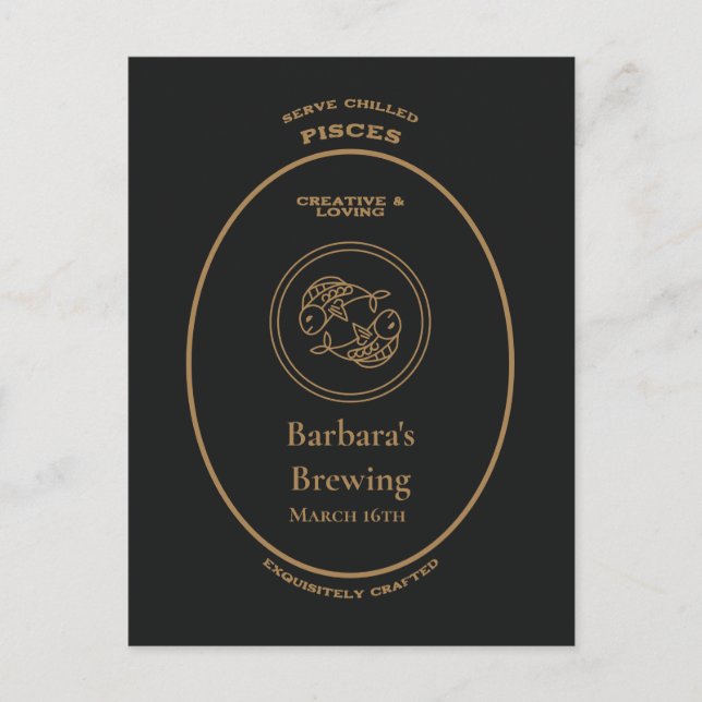 Marke, Zodiaka-Zeichen, Pisces, anpassbar Postkarte (Vorderseite)