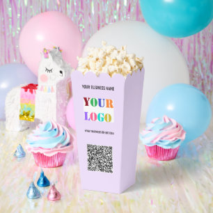 Marken-Logo-Text und QR-Code Popcorn-Box-Vorlage Geschenkschachtel