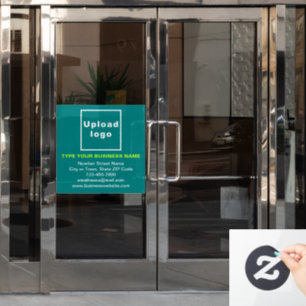 Markenbezeichnung auf Aquamarinem Green Square-Fen Fensteraufkleber