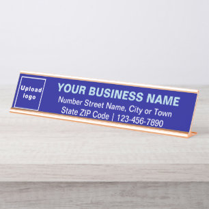 Markenbezeichnung auf Blue Long Desk Name Plate Schreibtischnamensplakette