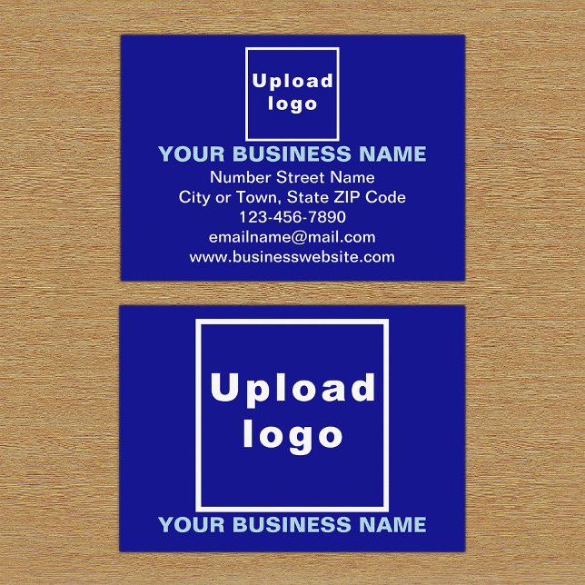 Markenbezeichnung auf Blue Rectangle Enclosure Car Begleitkarte (Front and back sides of blue enclosure card with your business brand.)