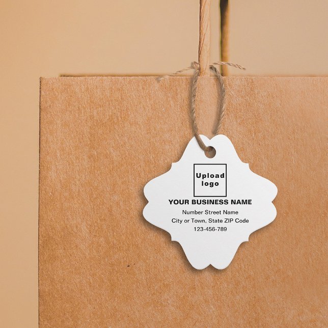 Markenbezeichnung auf der "White Extravagant Squar Geschenkanhänger (Build brand name wareness. Your business brand on white fancy square tag.)