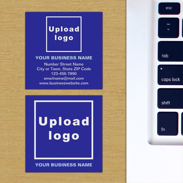 Markenbezeichnung auf Small Blue Square Card Quadratische Visitenkarte (Blue square business card with your business brand)