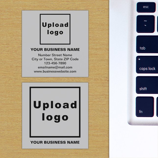 Markenbezeichnung auf Small Gray Square Card Quadratische Visitenkarte (Gray square business card with your business brand)