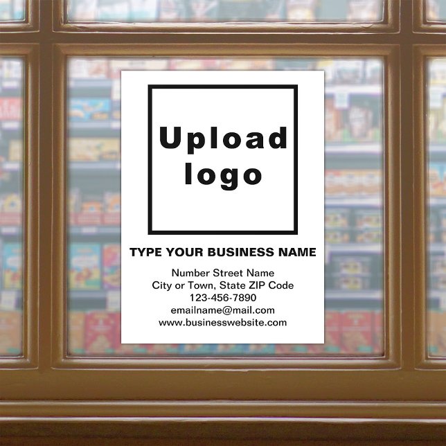 Markenbezeichnung auf weißem Fenster Fensteraufkleber (Build brand name awareness. Your business brand on white window cling.)