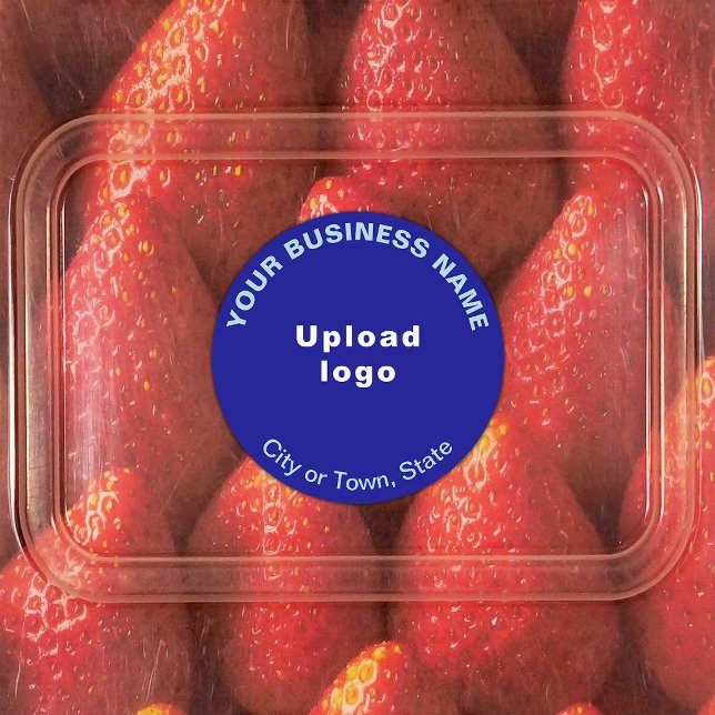 Markenbezeichnung "Blue Round Adhesive Label" Etiketten (Blue round adhesive label with your business brand)