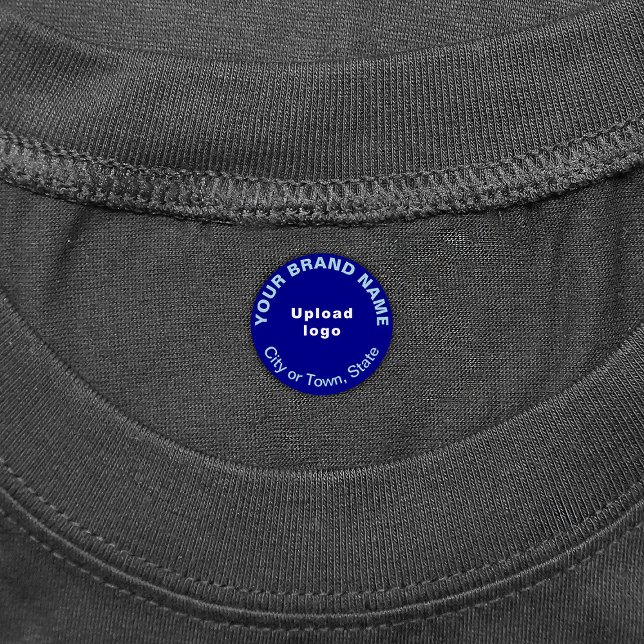 Markenbezeichnung "Blue Round Clothing Label" Etiketten (Small blue round clothing label with your business brand)