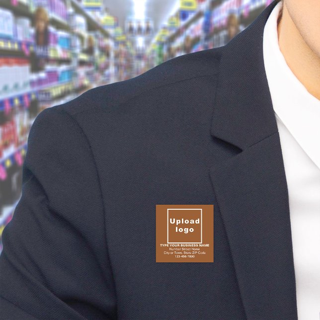 Markenbezeichnung Brawn Square Namensschild (Build brand name awareness. Your business brand on brown square name tag.)