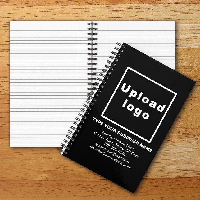 Markenbezeichnung für Black Spiral Notebook Notizbuch (Your business brand on black spiral notebook. Office & school supply to build brand name awareness.)