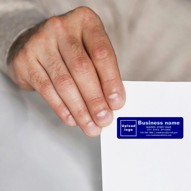 Markenbezeichnung für blaue Rücksendeadresse (Blue return address label with your business brand)