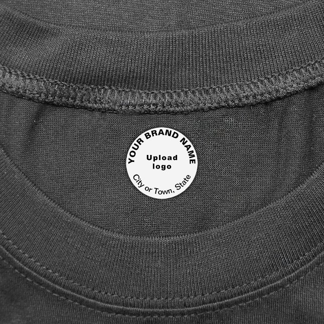 Markenbezeichnung für das "White Round Clothing La Etiketten (Small white round clothing label with your business brand)
